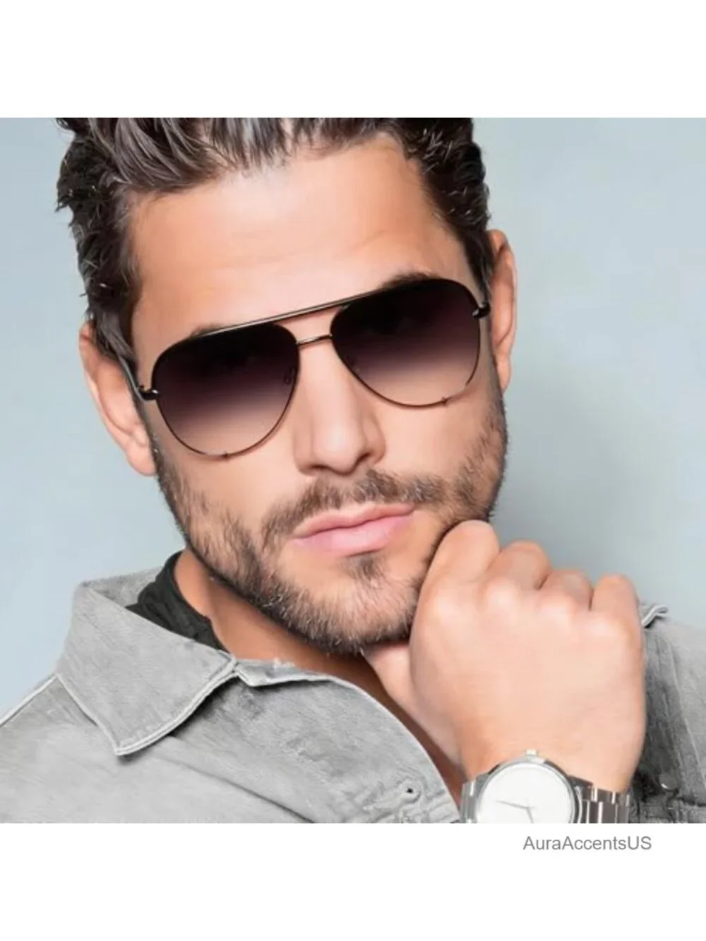 Oversized Polarized Aviator Sunglasses Full Frame Gradient Lens